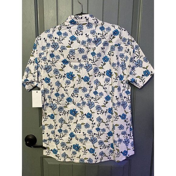 Reverse Threads Shirt Size Medium Blue White Floral Short Sleeve Button Mens - Picture 5 of 10